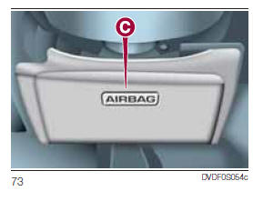 Knieairbag Fahrerseite (für Versionen/Märkte, wo vorgesehen) (C-Abb. 73)